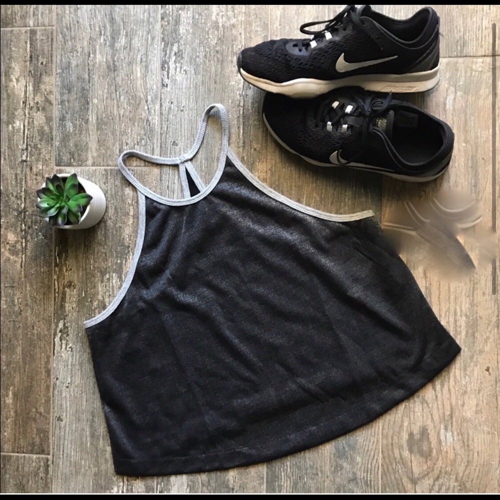 Free people shimmery movement cropped workout top